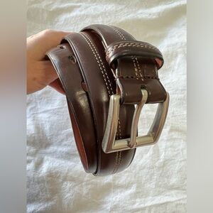 Coach Men's Smooth Brown Leather Belt SZ 36/90 Made In Italy.